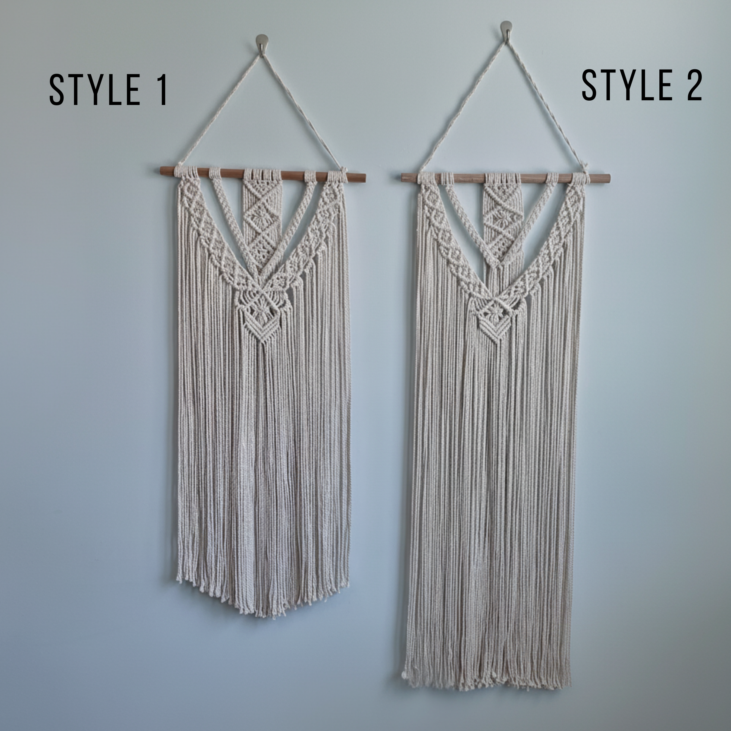 Large Long Macrame Wall Hanging | Extra-Long Straight or V-Cut