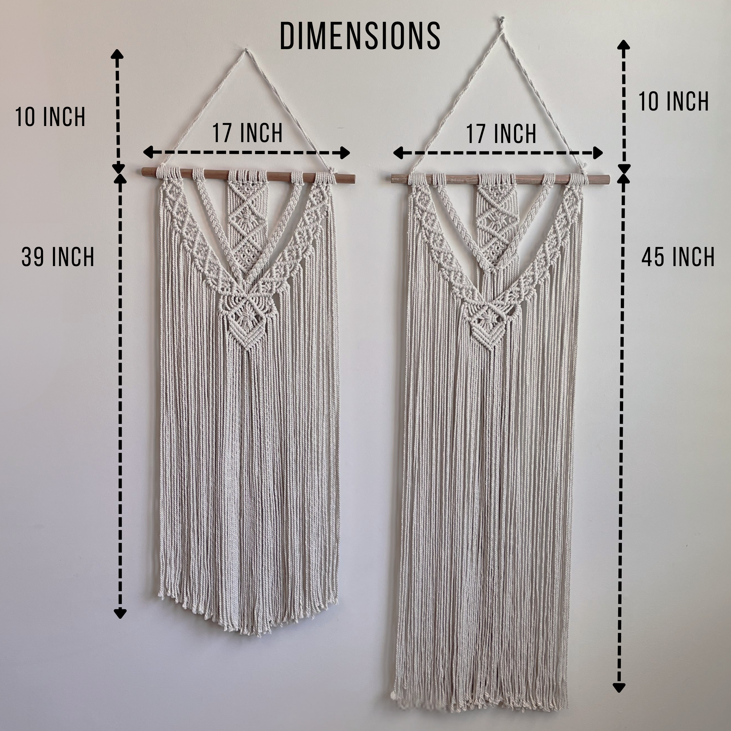 Large Long Macrame Wall Hanging | Extra-Long Straight or V-Cut
