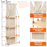 Macrame Wall Shelf 3 Tier | Boho Hanging Plant Shelf