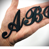 Black Embroidered Iron-On Letters – 2 Inch Raised Script Alphabet Patches