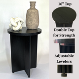 Fluted Black End Table | Solid Oak X-Base Side Table