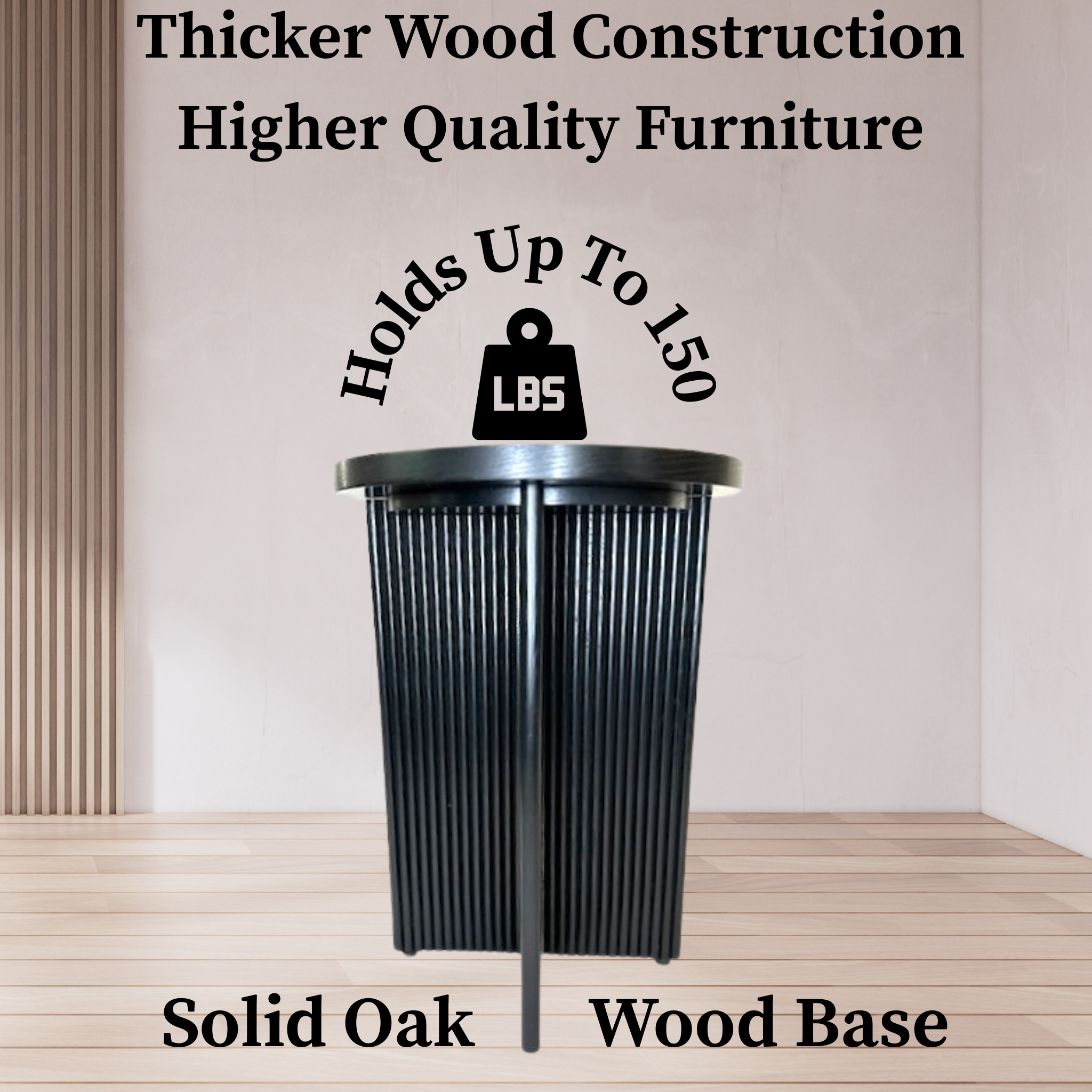 Fluted Black End Table | Solid Oak X-Base Side Table