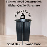 Fluted Black End Table | Solid Oak X-Base Side Table