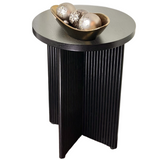 Fluted Black End Table | Solid Oak X-Base Side Table