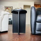 Fluted Black End Table | Solid Oak X-Base Side Table