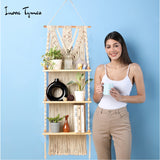 Macrame Wall Shelf 3 Tier | Boho Hanging Plant Shelf