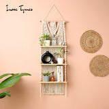 Macrame Wall Shelf 3 Tier | Boho Hanging Plant Shelf