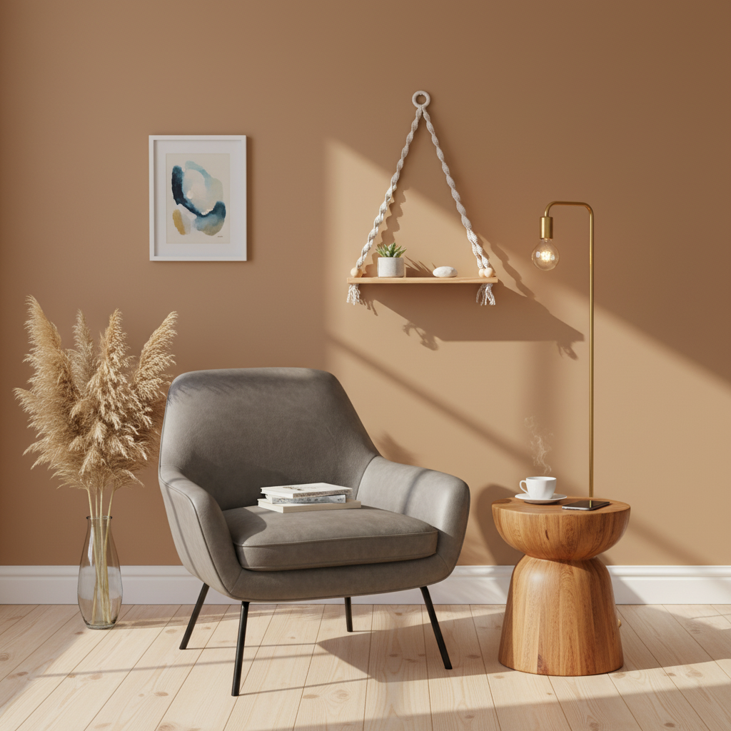 Macrame Wall Shelf 1 Tier | Boho Hanging Plant Shelf