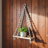 Macrame Wall Shelf 1 Tier | Boho Hanging Plant Shelf