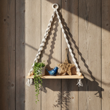 Macrame Wall Shelf 1 Tier | Boho Hanging Plant Shelf