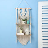 Macrame Wall Shelf 2 Tier | Boho Hanging Plant Shelf