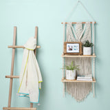 Macrame Wall Shelf 2 Tier | Boho Hanging Plant Shelf