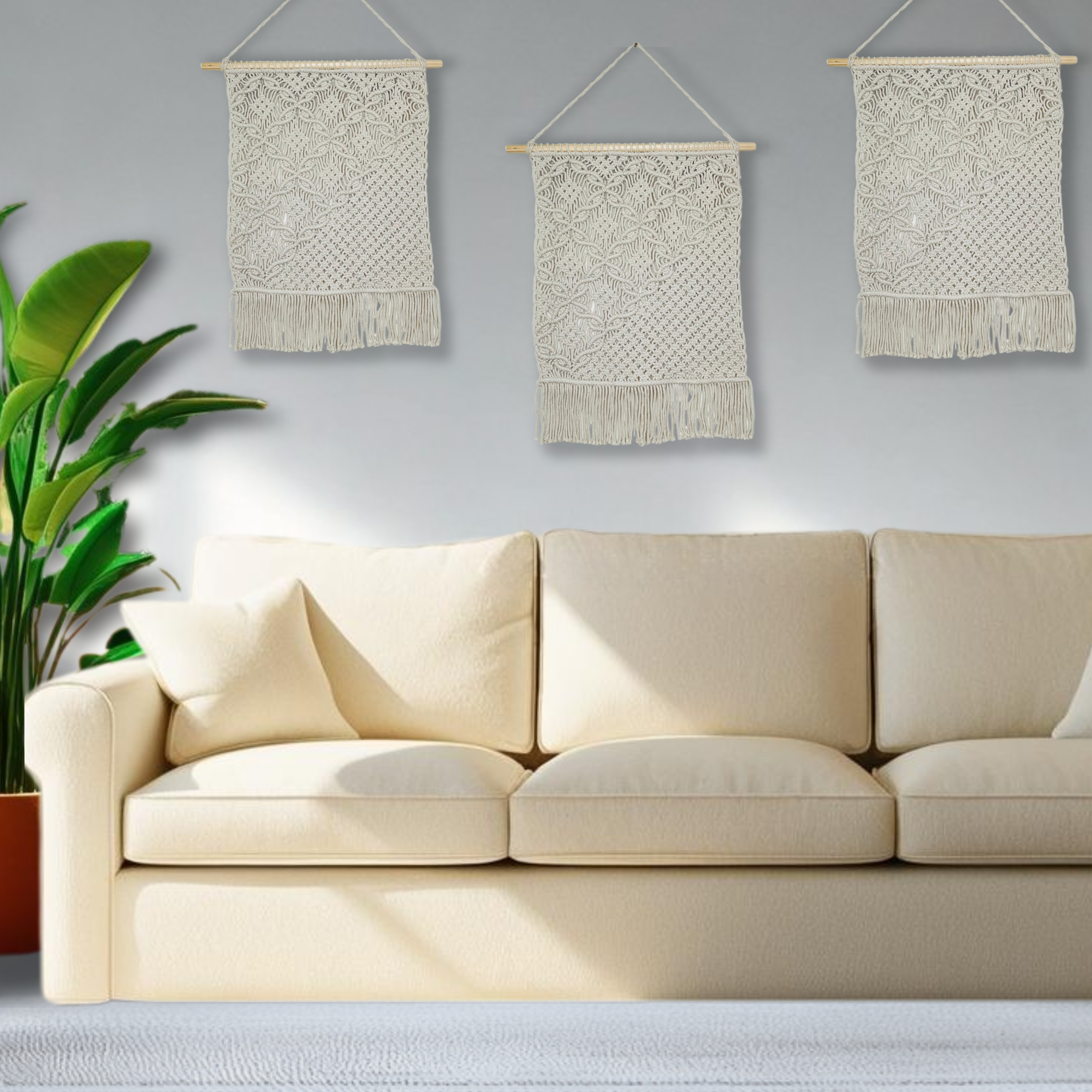 Medium Asymmetrical Macrame Wall Art | Boho Decor