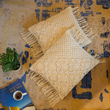 Macrame Asymmetrical Pillow Cover with Fringe | 18x18 Boho Throw Pillow Cover