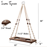 Macramé Plant Shelf with Mango Wood | Hanging Wall Decor