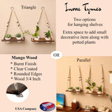 Macramé Plant Shelf with Mango Wood | Hanging Wall Decor