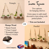 Macramé Plant Shelf with Mango Wood | Hanging Wall Decor
