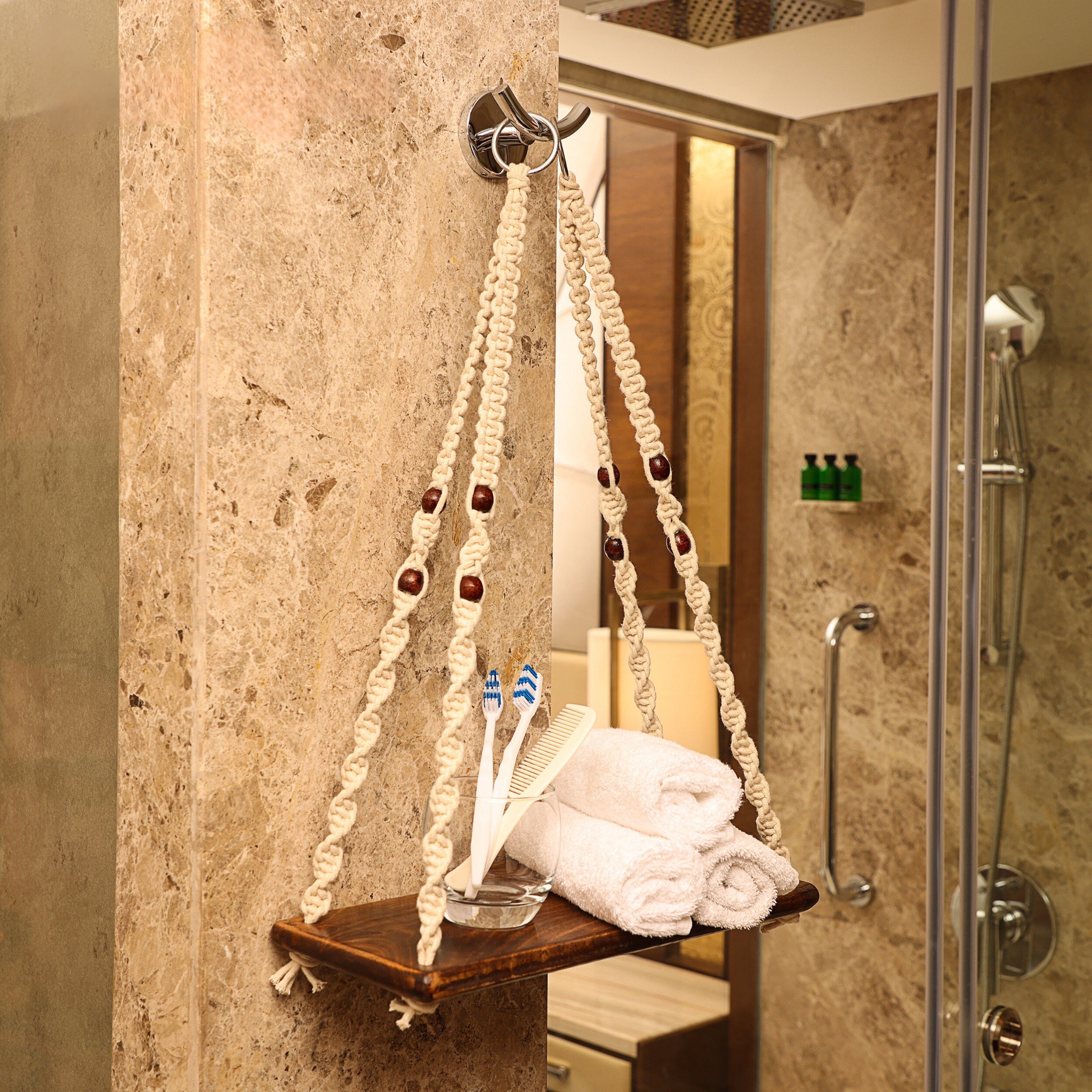 Macrame Wall Hanging Shelf | Mango Wood Boho Decor