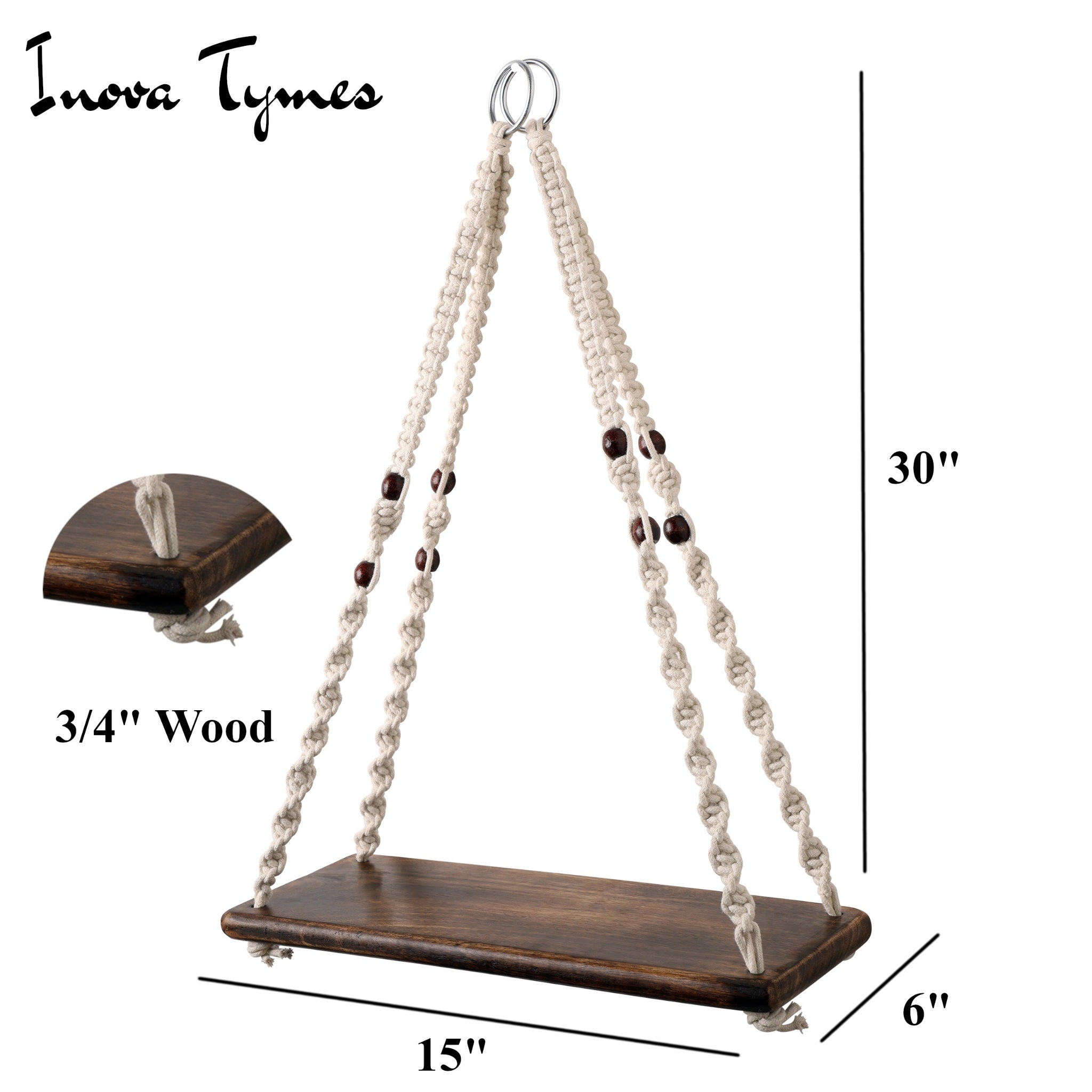 Macrame Wall Hanging Shelf | Mango Wood Boho Decor