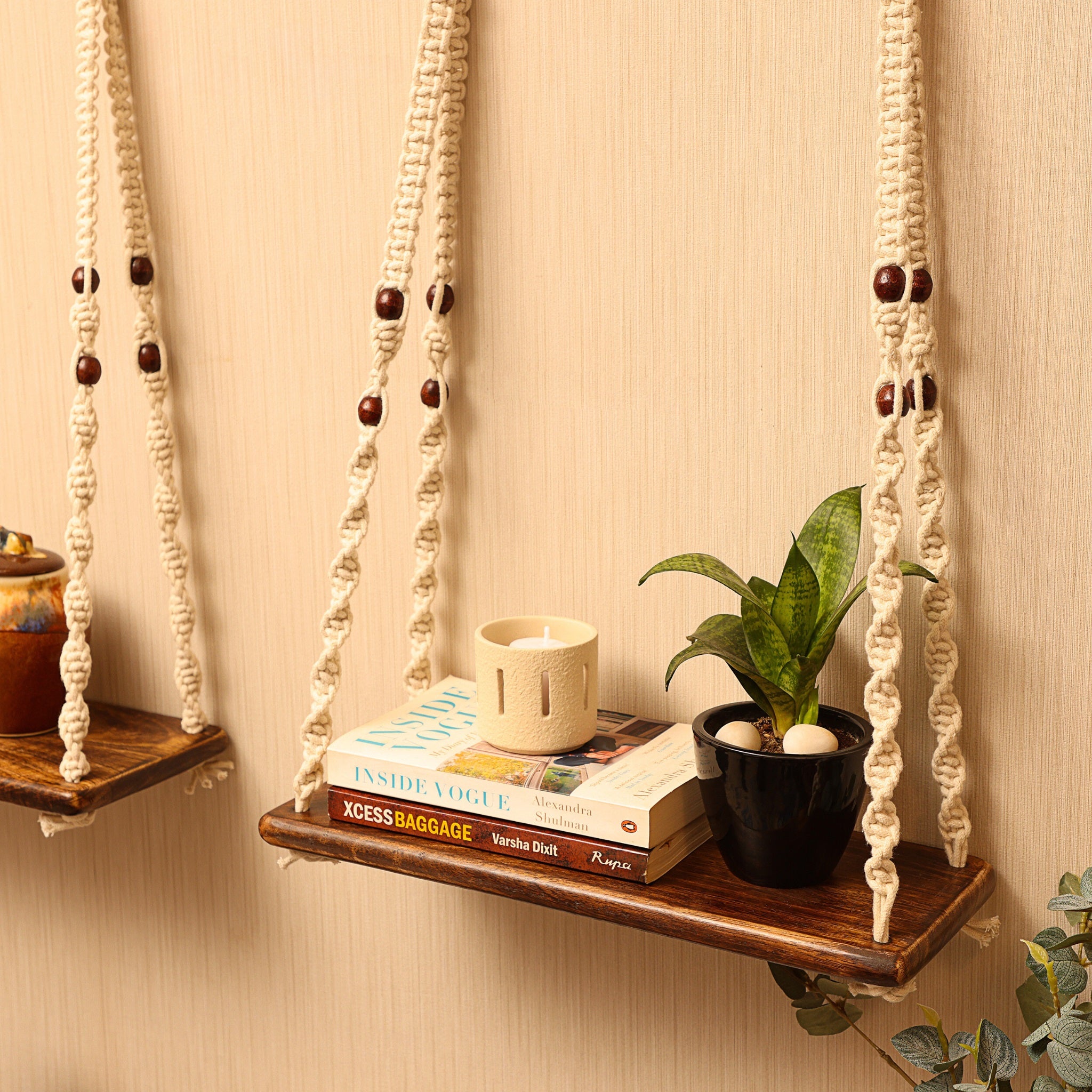 Macrame Wall Hanging Shelf | Mango Wood Boho Decor