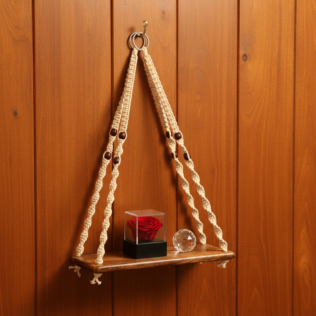 Macrame Wall Hanging Shelf | Mango Wood Boho Decor