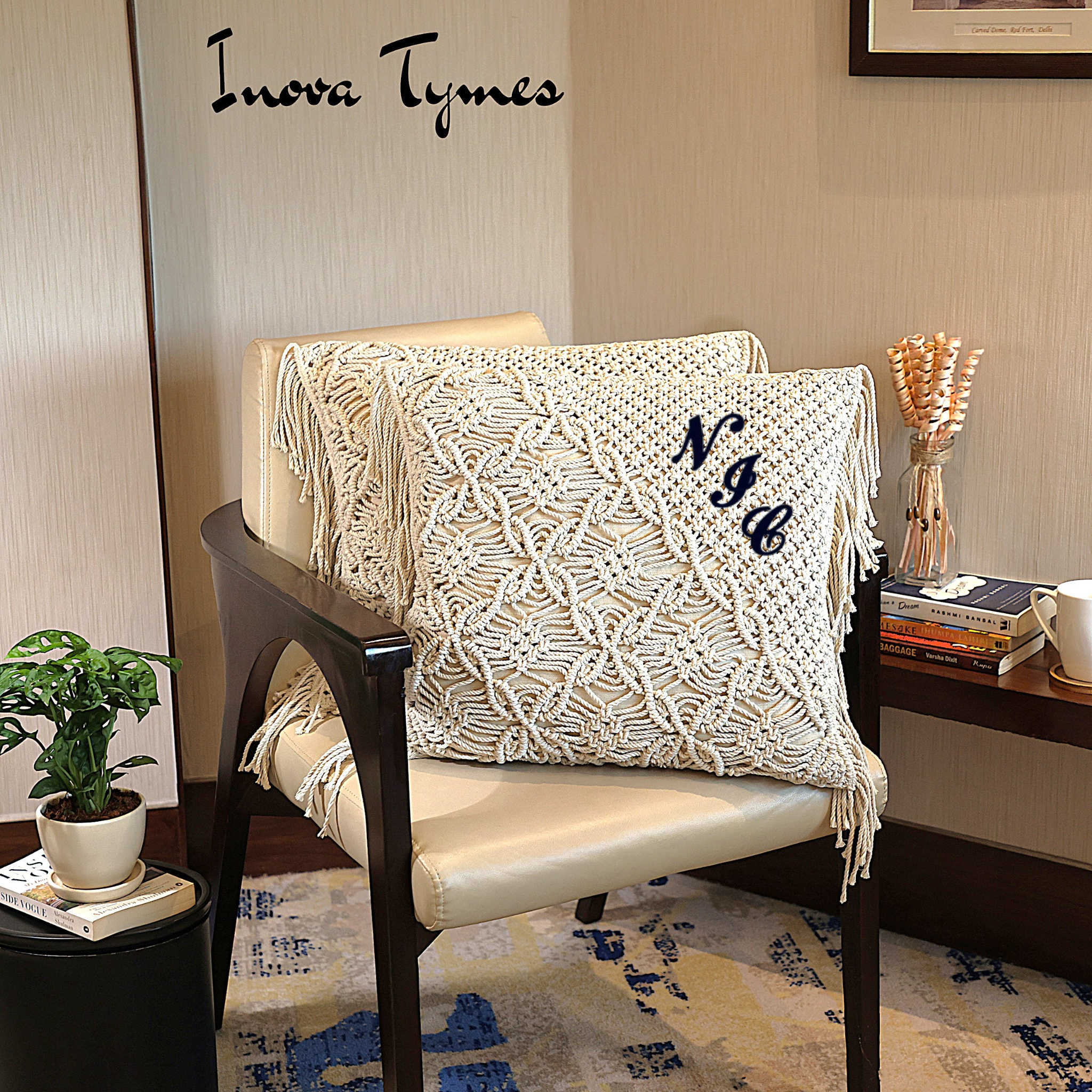 Personalized Macrame Pillow Cover with Fringe | Custom Boho 18x18 Pillow Cover