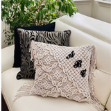 Personalized Macrame Pillow Cover with Fringe | Custom Boho 18x18 Pillow Cover