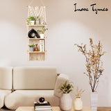 Macrame Wall Shelf 3 Tier | Boho Hanging Plant Shelf