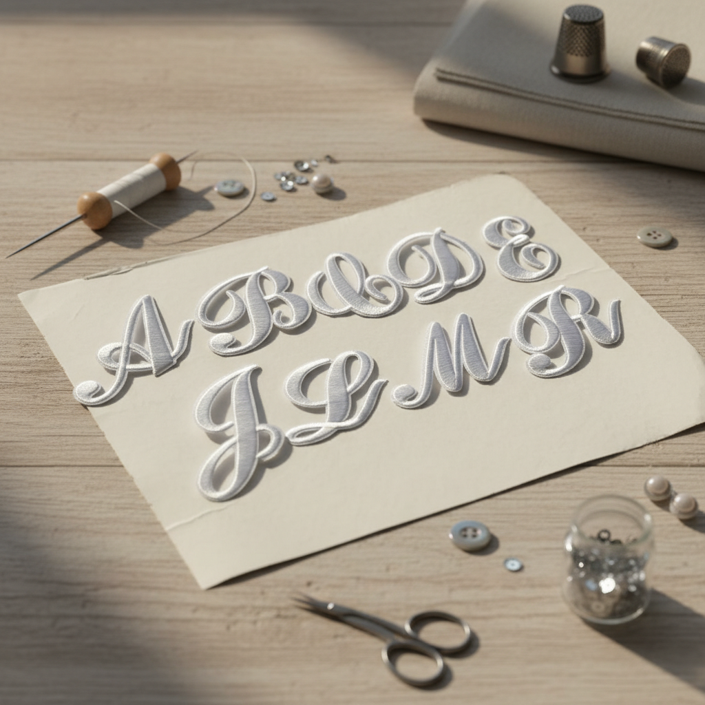 White Embroidered Iron-On Letters – 2 Inch Raised Script Alphabet Patches